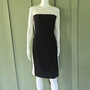 LAUREN RALPH LAUREN Black White Slimming Sheath Dress 4